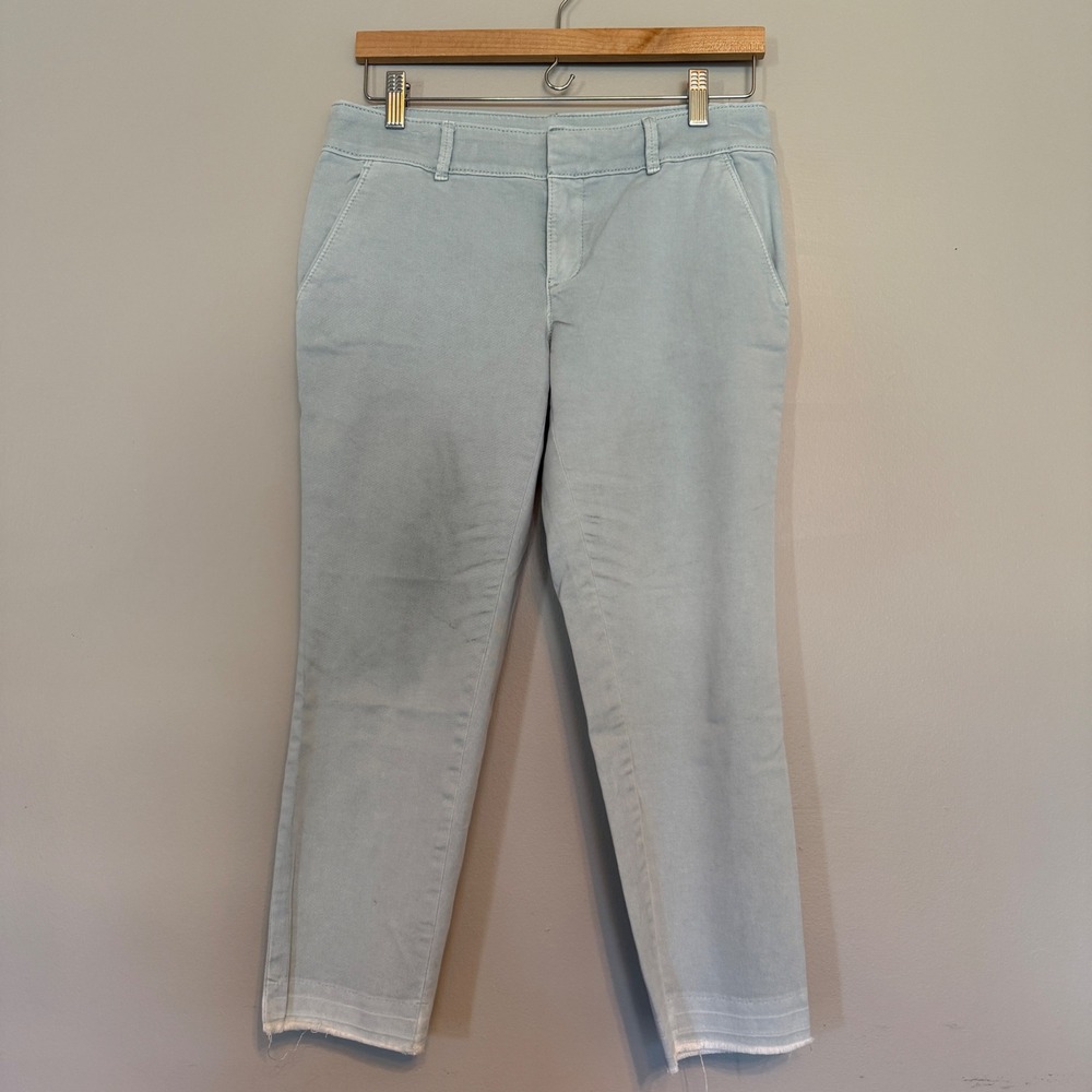 Loft Marisa Fit Pants Womens 6P Light Blue Ankle Straight Raw Hem Chino Trousers